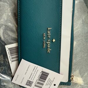 Kate Spade Staci Saffiano Leather Wallet in Dark Peacock